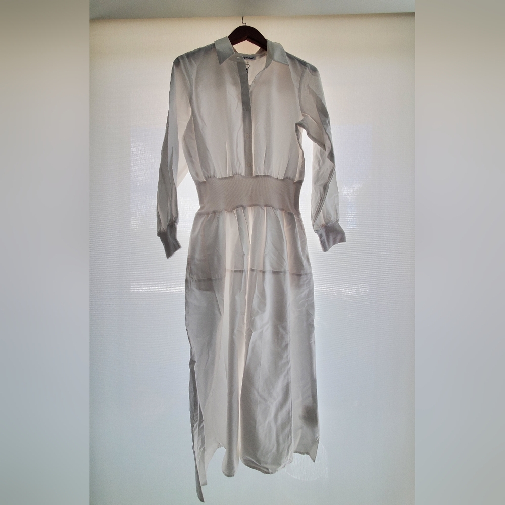 Calvin Klein Elegant White Long Sleeve Dress